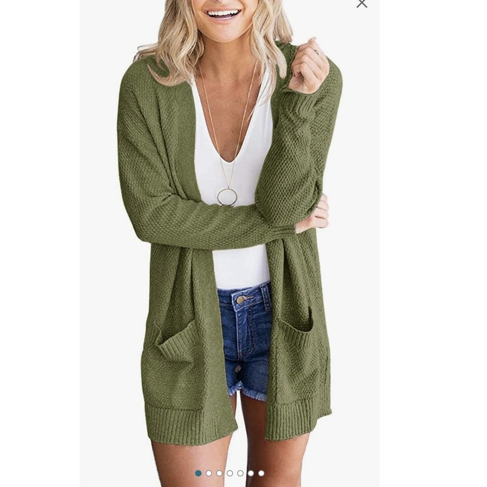 Merokeety waffle knit open front cozy sweater cardigan womens medium cozy‎ soft